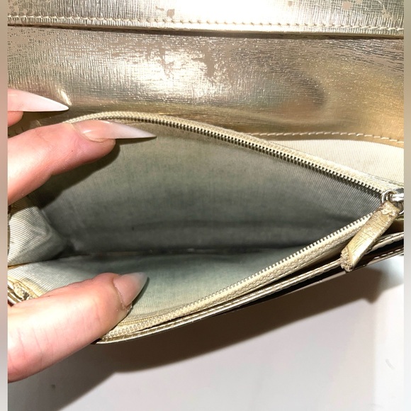 Chanel Wallet Timeless CC Metallic Gold Leather Long Flap Continental Yen Bifold - Picture 15 of 17